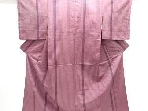 アンティーク　縞織り出し手織り紬着物